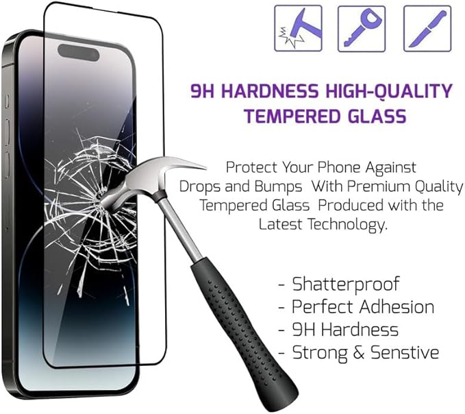 iPhone 14 Pro Screen Protector Tempered Glass Compatible with Apple Dynamic Island (2 Pack)