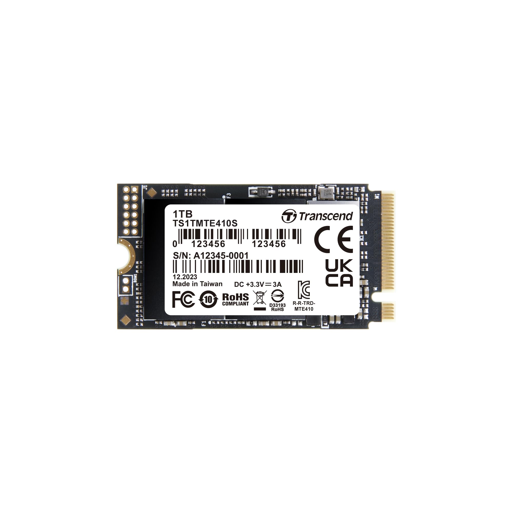 Transcend MTE410 1TB M.2 2242 SSD, Up to 5000MB/s, PCIe Gen4x4 NVMe 3D TLC, for Ultra-Thin Laptops/Lenovo ThinkPad/Yoga Gen 6/ASUS ExpertBook/ZenBook/Mini PC/DRAM-Less Design for Low Power Consumption