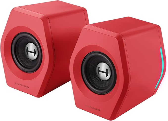 Edifier G2000 32W PC Computer Speakers for Gaming Desktop PC Laptop Mac Computer Woofer Speakers Bluetooth USB 3.5mm AUX Inputs RGB Lights Multimedia Speakers Red