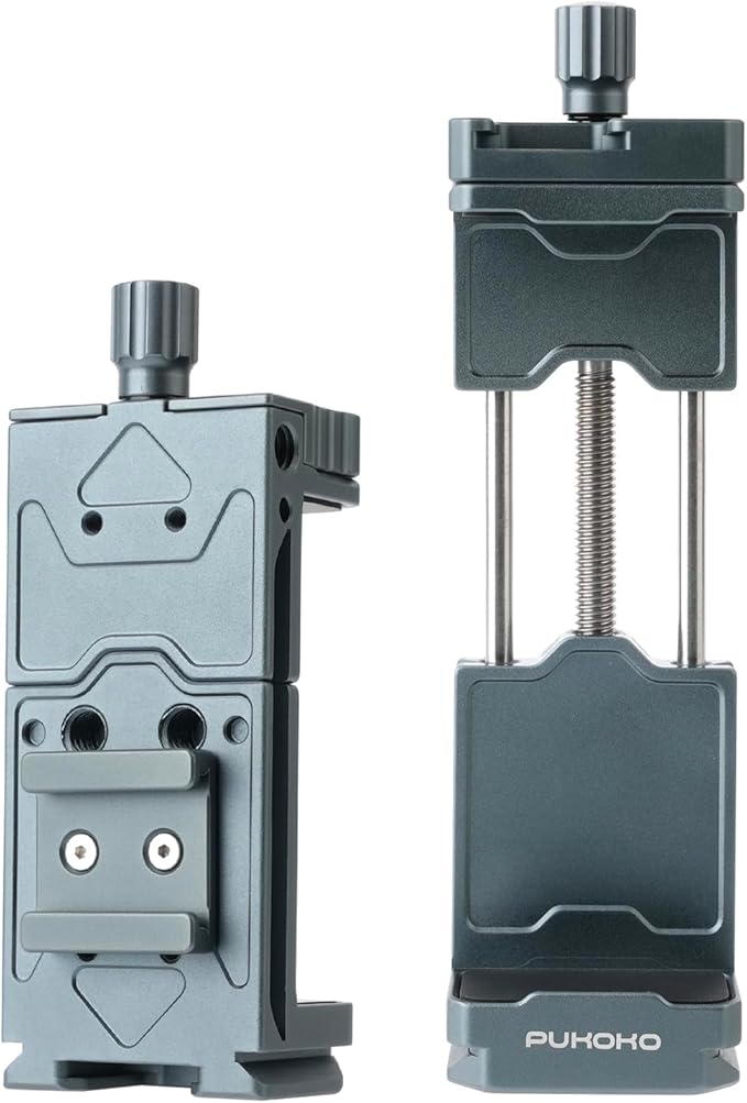 Metal Phone Tripod Mount Adapter Adjustable Phone Mount for Tripod with Arca Base Universal Metal Adjustable Clamp Phone Holder for Tripod (Quick Release Cell Phone Clip)