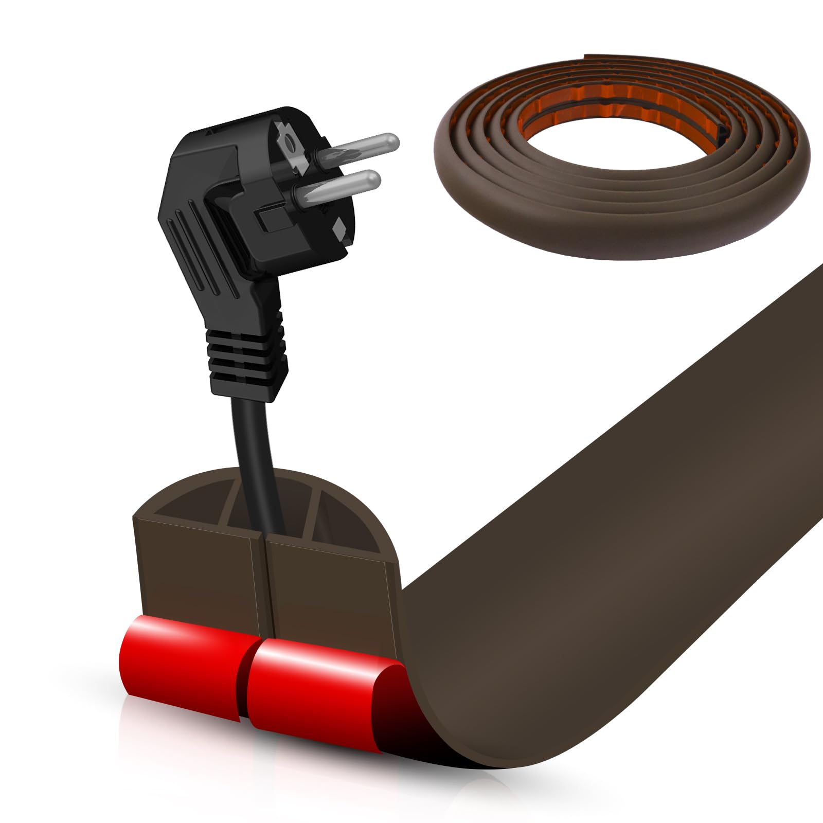 Floor Cord Cover Cable Cavity Self Adhesive Cord Hider Floor 10FT Floor Cable Management Power Cord Protector Floor Electric Cord Covers for Offices, Gym, Exhibitions (CoffeeBrown, 1.18" x 10')