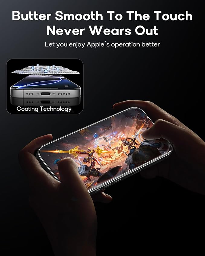 3 Pack for iPhone 15 Pro Tempered Glass Screen Protector:9H+ Durable, Auto Positioning, Bubble Free, High Definition, Easy Installation