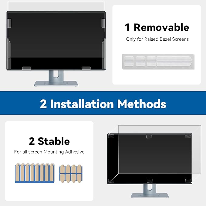 IPROKKO [2 Pack] 27 Inch Computer Privacy Screen Filter for 16:9 Widescreen Monitor, Removable 27inch Anti Blue Light Glare Privacy Shield, Anti Spy Security Protector for Hp Dell Asus Acer Samsung