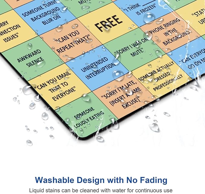 Mouse Pad, Conference Call Bingo Mouse Pad, Washable Square Cloth Mousepad for Office Laptop, Non-Slip Rubber Computer Mouse Pads for Wireless Mouse, Personalized Gift Mouse Pads for Desk