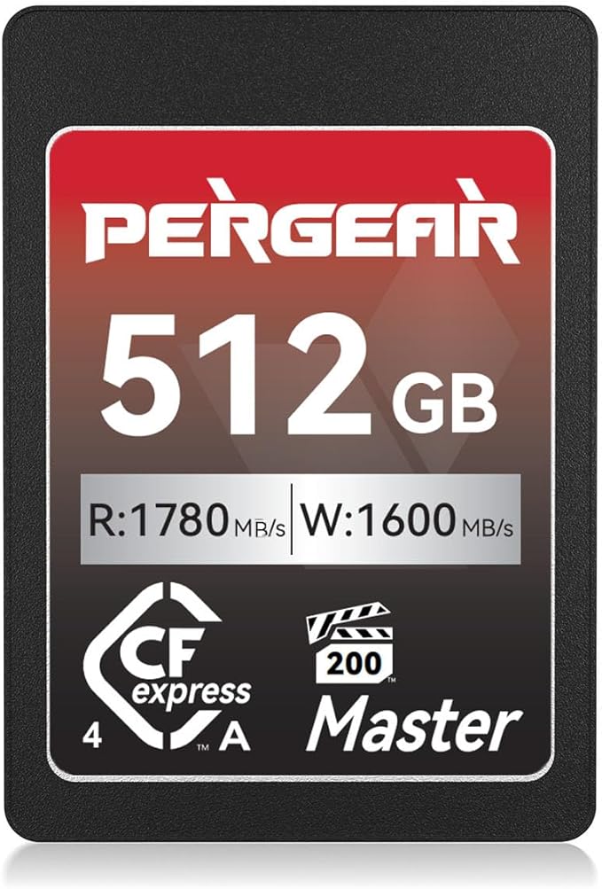 Pergear 512GB CFexpress 4.0 Type A Memory Card VPG200, Up to 1780MB/s Read Speed & 1600MB/s Write Speed for 4K 120P, 8K 30P Video Recording(Master Series), Compatible for Sony Alpha & FX Cameras