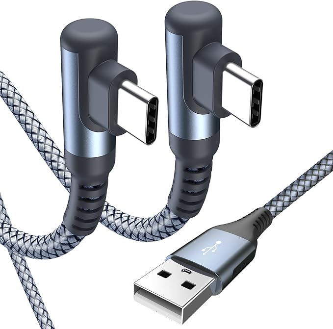 sweguard USB Type C iPhone 16 Pro Max Charger Cable Right Angle [2-Pack,6.6FT] 3.1A Fast Charging Cord for iPhone 16 15 Pro Max, Samsung Galaxy S25 S24 S23 S22 S21 S20 S10 A53 Note Flip Pixel LG Moto