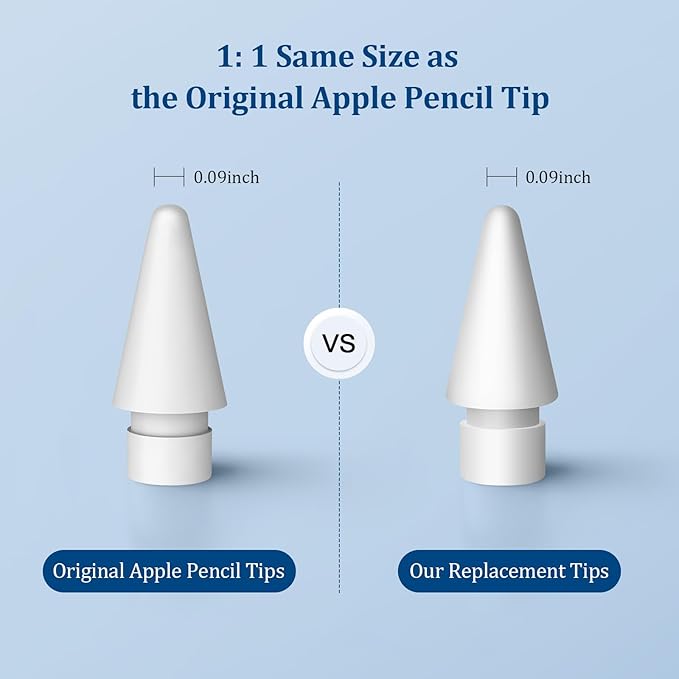 Upgraded Replacement Tips for Apple Pencil Pro/2nd Gen/1st Gen/USB-C,No Wear Out Pencil Nibs Precise Control - Replacement Nibs for Apple iPad Pencil - 8 Pack White