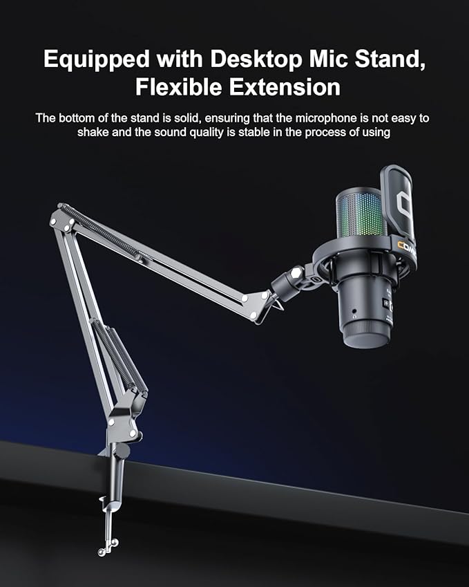 COMICA Ejoy Uni PRO(A) USB Wireless Microphone with Noise Cancellation, RGB Lights, Monitoring, Muting, Boom Arm Mic for Computer, PS5, PS4, Streaming, Podcast, Chat, Twitch, Discord