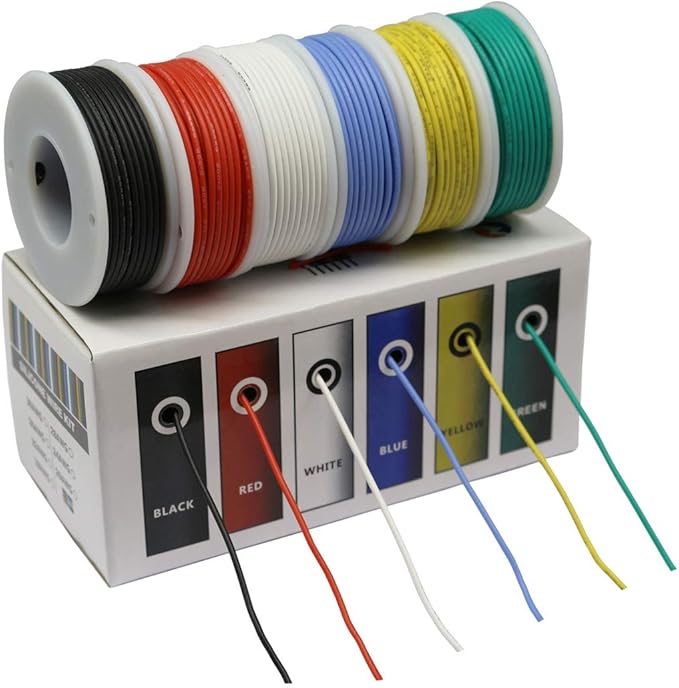 CBAZY™ Hook up Wire Kit (Stranded Wire Kit) 26 Gauge Flexible Silicone Rubber Electric Wire 6 Colors 32.8 feet Each 26 AWG