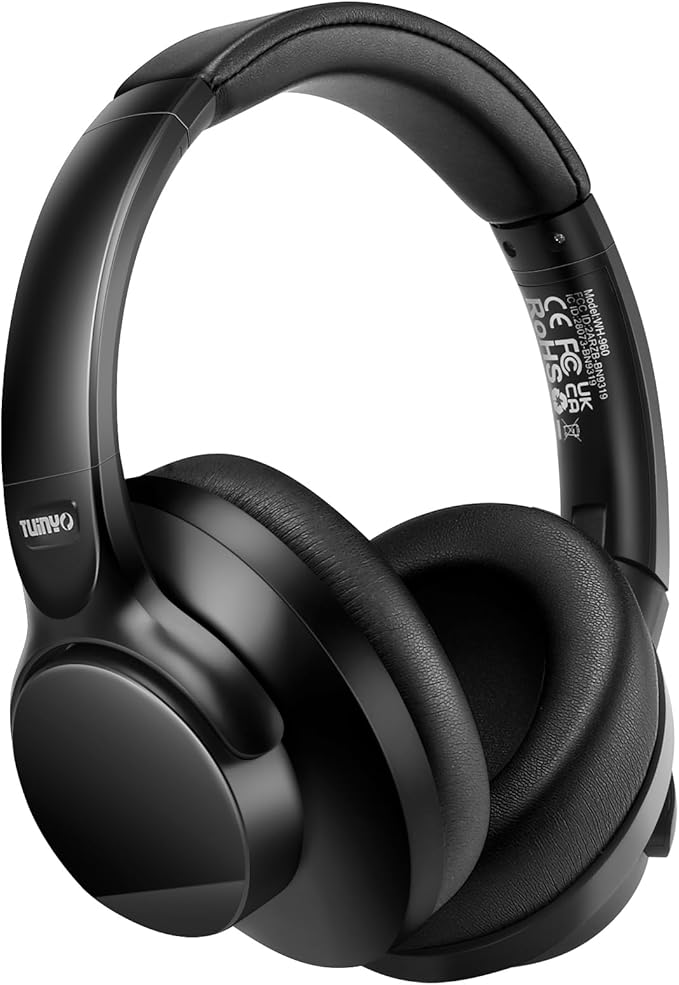 TUINYO Wireless Headphones - Noise Cancelling Over Ear Bluetooth Headphones with 60H Playtime, Deep Bass Hi-Fi Stereo Sound & Comfortable Earpads for Travel, Home and Office