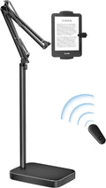Kindle Floor Stand with Remote Page Turner, Tablet Stand with 11lb Stable Base, Adjustable Height Tablet Holder Mount, Compatible Kindles Tablets iPhones 4.7-12.9 inch