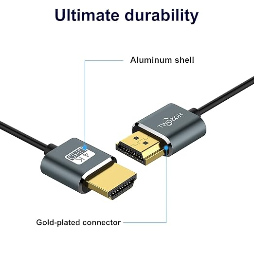 Twozoh Flexible & Slim Long HDMI Cable 30FT 2 Pack, Ultra Thin HDMI Cord Supports High Speed 4K@60Hz 18gbps 2160P/1080P