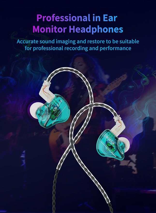 KBEAR Storm Wired Earbuds in Ear Headphones for Singers Musicians on Stage Studio Church,Crisp Clarity Sound Nice Round Bass IEM Earphones Monitor Hi Res Detachable OFC Silver-Plated Cable