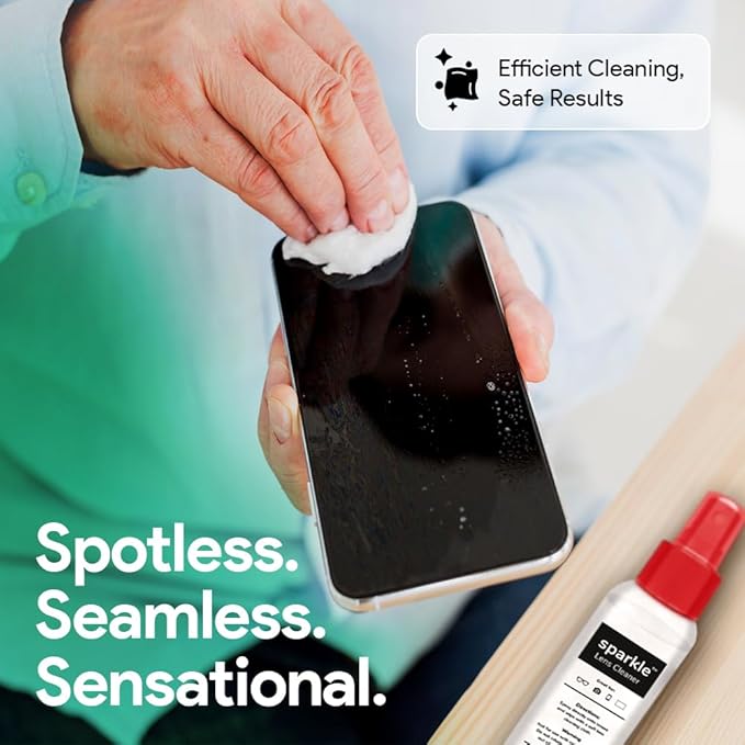 Sparkle Anti-Reflective Lens Cleaner Spray kit | (2) 1oz Glasses Cleaner Spray + (2) Microfiber Cloth for Eyeglasses, Sunglasses, Lenses, Screens and Camera Cleaning Kit (4 Piece Set)