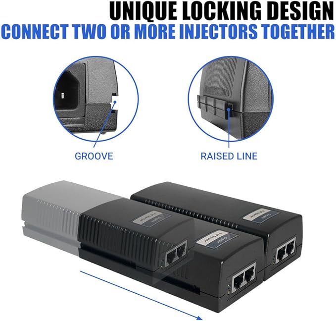 60W PoE++ Injector, BV-Tech Gigabit Power Over Ethernet Adapter | 802.3af/at/bt Compliant | Plug & Play, Up to 325ft | Ideal for IP Cameras, Access Points, VoIP Phones