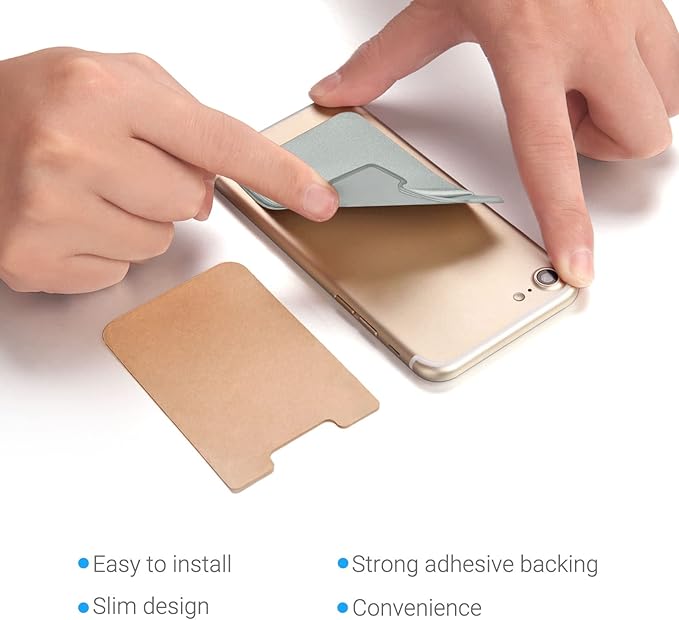 2 Pack Stick On Wallet Sleeve Cell Phone Dual Pocket Card Holder Double Pocket Pouch for iPhone Android Smartphone (2Pack GRAY)