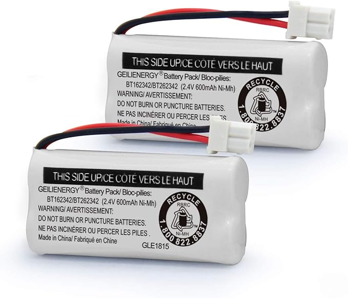 GEILIENERGY BT162342 BT262342 Battery Compatible with BT183342 BT283342 BT166342 BT266342 Vtech CS6114 CS6419 CS6719 with AT&T EL52300 CL80112 CS6719-2 Cordless Handsets (Pack of 4)