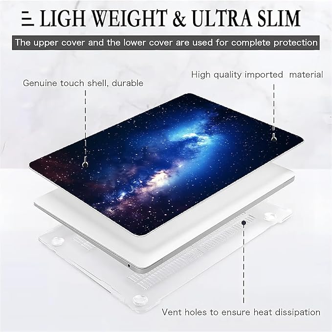 Compatible with MacBook Air 13.3 13.6 Inch Case 2022 2021 2020 2019 Plastic Hard Shell Case Cover,13.3 Pro(A1706/A1708/A1989/A2159/A2289/A2338), Milky Way Galaxy