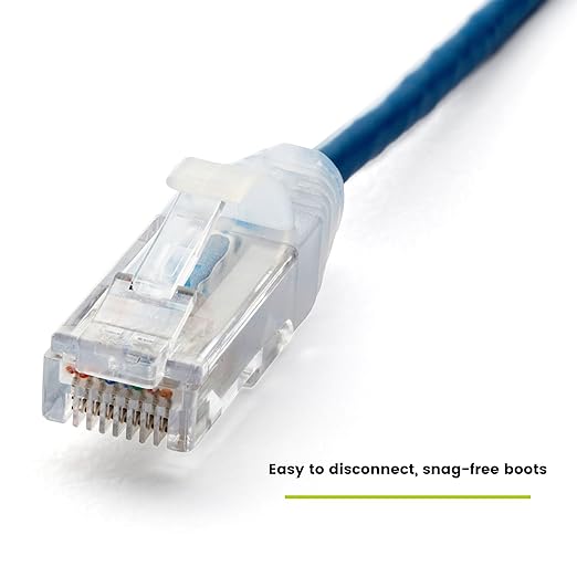 TRUECABLE Cat6 Component Rated Patch Cable, Unshielded (U/UTP), 25ft, Blue, 28AWG Solid Copper, Snagless 10G High-Speed Ethernet Cable, PoE++ 4PPoE 100W, UL Listed, RoHS-3, 1 Pack