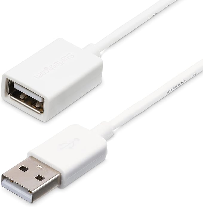 StarTech.com 1m White USB 2.0 Extension Cable Cord - A to A - USB Male to Female Cable - 1x USB A (M), 1x USB A (F) - White, 1 Meter (USBEXTPAA1MW)