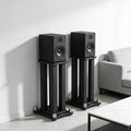 A Pair of Speaker Stands, Bookshelf Speaker Stand Steel Frame Support for Speakers up to 40 kg, Vibration-Absorbing MDF Design, Studio Monitor Stands Improves Sound Quality (20cm/7.8in)