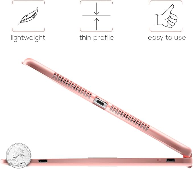 typecase Touch Case with Keyboard for iPad 9th Generation (10.2", 2021), Multi-Touch Trackpad, 10 Color Backlight, 360, Thin & Light - iPad 8th Gen (2020), 7th Gen (2019), Air 3, Pro 10.5 (Rose Gold)