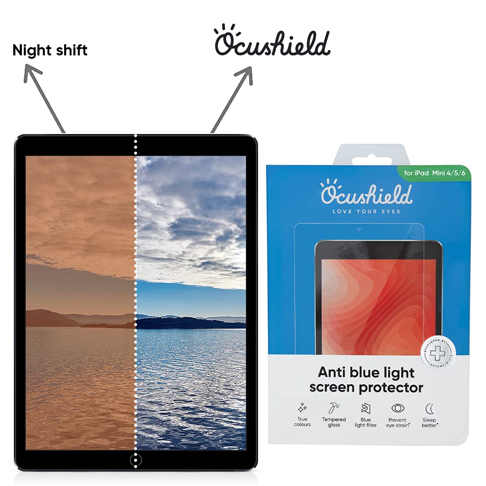 Ocushield Anti Blue Light Tempered Glass Screen Protector for Apple iPad Mini 4/5 (8") - Blue Light Filter for iPad - Anti Glare - Protect Your Eyes & Improve Sleep
