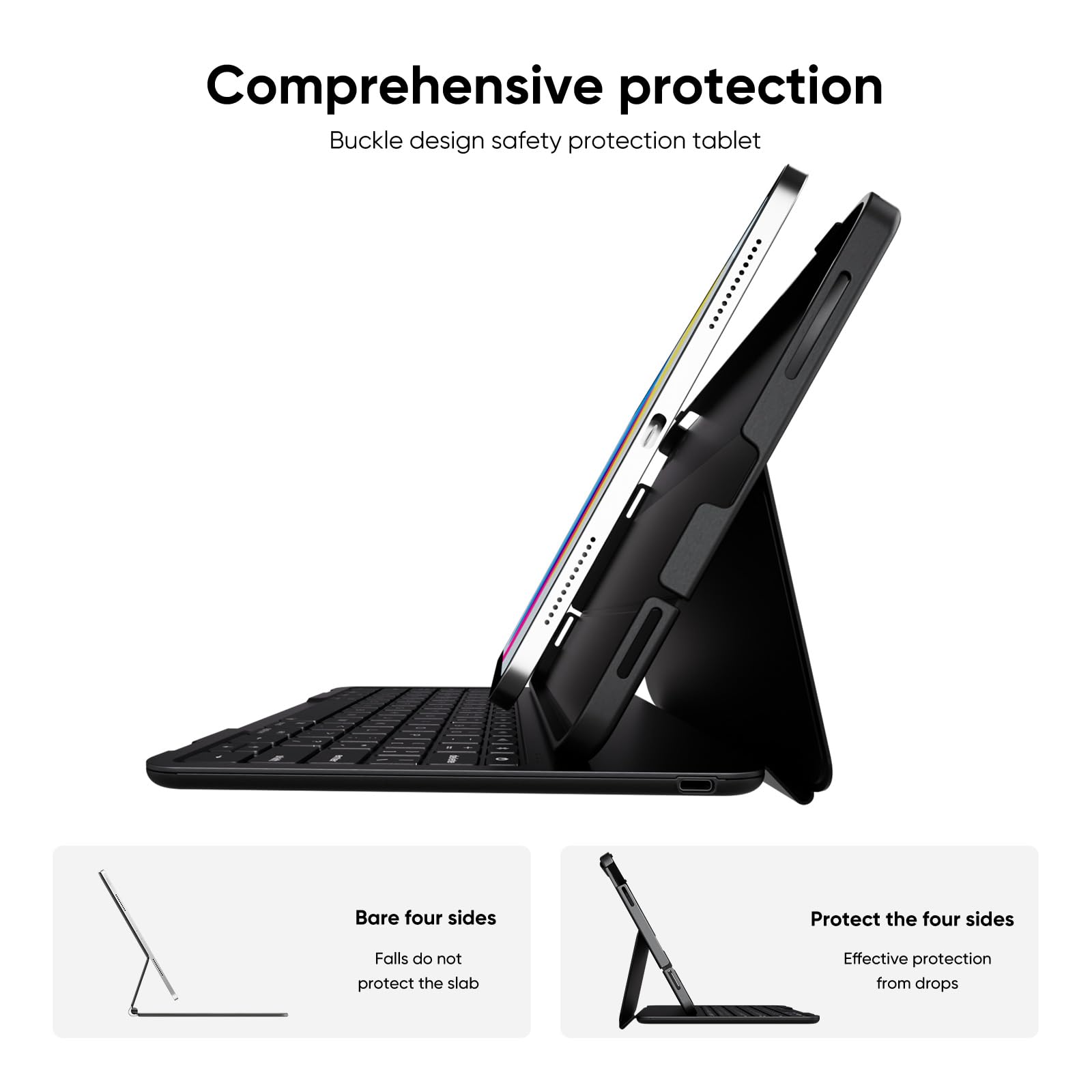 PAUL B for iPad 10th/11th Generation Case with Keyboard 10.9 Inch 2022/11 Inch 2025,Cover with Pencil Holder,Integrated for 10 Gen/11 Gen(A16),Wireless iPad Keyboard Case,Thin & Light (Black)