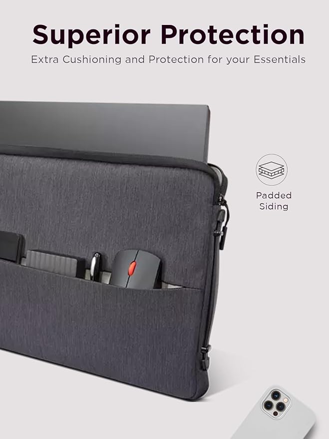 Lenovo Urban Laptop Sleeve 15.6 Inch for Laptop/ Notebook/Tablet Compatible with MacBook Air/Pro Water Resistant - Charcoal Grey