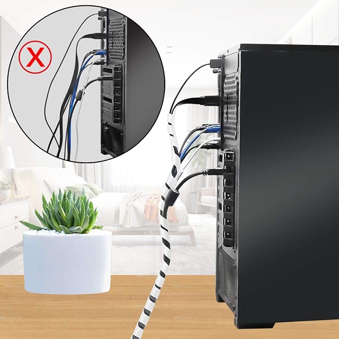 50Ft XHF 1/4" Clear Spiral Cable Wrap 6mm(Wrapping Range:4mm-50mm) Spiral Wire Wrap Cord for Computer Electrical Wire Organizer Sleeve Hose RoHS