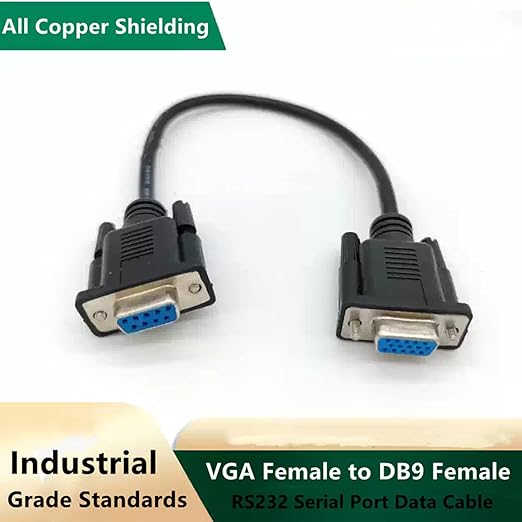 DB9 Female to VGA Female 15Pin Three-Row Signal Transmission Cable, VGA to DB9 Serial RS232 Data Cable for Mutual Transmission of Signals Between 9Pin Video Devices and Computers 50CM