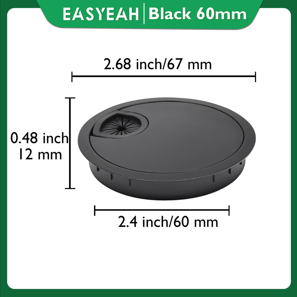 EASYEAH 1 Pcs Desk Grommet 2-3/8" / 60 mm, Zinc Alloy Desk Cord Hole Cover