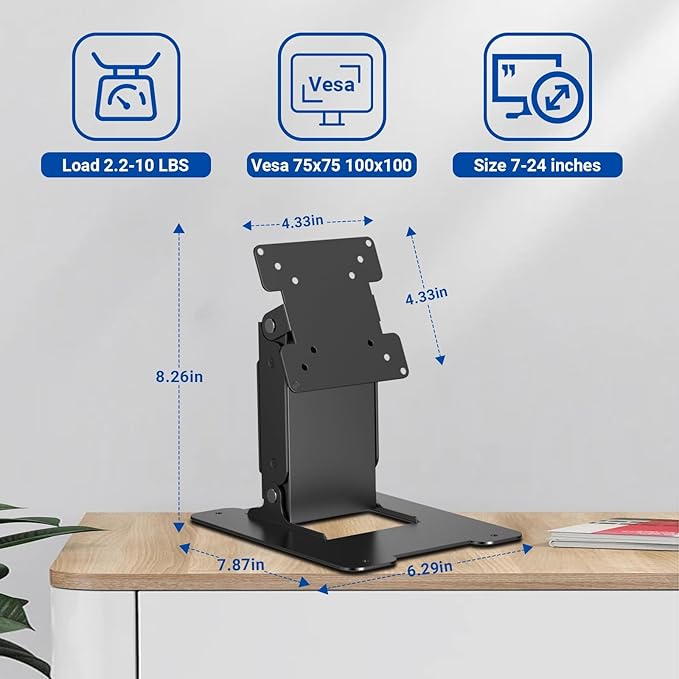 Touch LCD Monitor&All in One PC Stand All Metal Holder Sturdy with VESA Hole 75x75mm&100x100mm