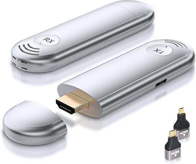 TTQ Wireless HDMI Transmitter and Receiver, Wireless HDMI Extender 4K Supported, Plug and Play, 2.4G/5G, 100FT Range, Support Laptop PC TV Box Projector Camera DV, No Need Bluetooth WiFi