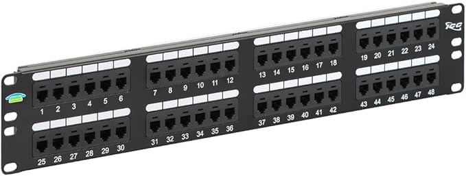 ICC CAT5e Patch Panel, UL Listed & PoE++ Rated Gigabit Applications, Rackmount 24 Port 1U 19-Inch Network Patch Panel with Rear 110 IDC Terminal Blocks for Gigabit Network Switch, Black