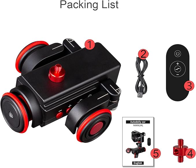 EACHSHOT Motorized Dolly Car, 3-Wheels Wireless Electric Track Rail Slider Video Camera Dolly Car with Remote Control, Compatible with DSLR Camera, Camcorder, for GoPro, iPhone, and Android Smartphone