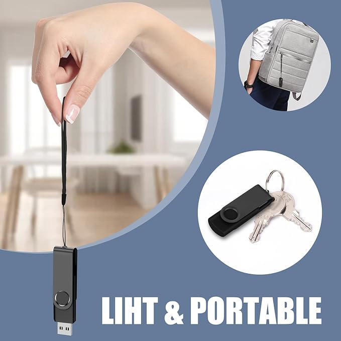 EASTBULL USB Flash Drive Bulk 4GB 200 Pack with Lanyards USB 2.0 Thumb Drive Bulk Memory Stick Swivel Pen Drive for Storage and Backup 4GB 200 Pack
