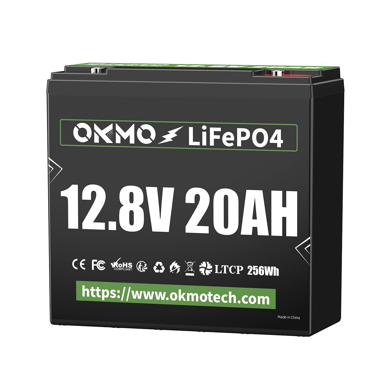 12V 20Ah Lithium LiFePO4 Battery, 4000+ Deep Cycles Rechargeable Battery for Kayak Fish Finder, Lighting, Back-up Power and Radio