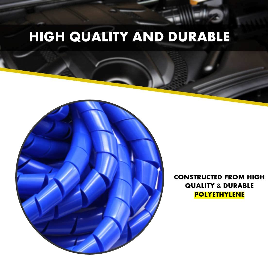 Kable Kontrol Vortex Spiral Cable Wrap - 1/8” Inch 100’ Feet Long - Hose Protector Flexible Polyethylene Wire Conduit Tubing Cable Sleeve Cord Cover to Organize Wires – Black