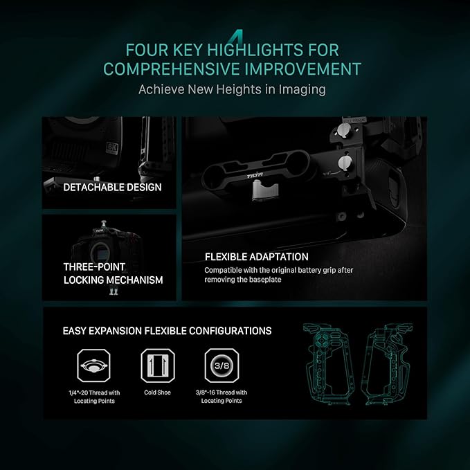 Tilta Advanced Kit for BMCC 6K | Includes Full Cage, Top Handle, Adv. Side Handle, Baseplate, and More | Compatible with Black Magic Design Cinema Camera 6K | Cold Shoe/Arri Rosette/NATO Rail