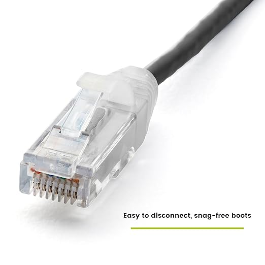 TRUECABLE Cat6 Component Rated Patch Cable, Unshielded (U/UTP), 3ft, Black, 28AWG Solid Copper, Snagless 10G High-Speed Ethernet Cable, PoE++ 4PPoE 100W, UL Listed, RoHS-3, 1 Pack