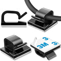 100 Pcs Cable Clips, Adhesive Cable Organizer Cord Holder Wire Clip Wire Management Self Adhesive Hooks Wire Holder for Office, Home, Black