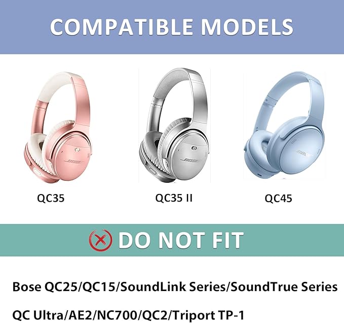 Headband Cushion Cover for Bose QuietComfort 45 (QC45) QC35 QC35 II Headphones with Protein Leather& Memory Foam (Cypress Green)