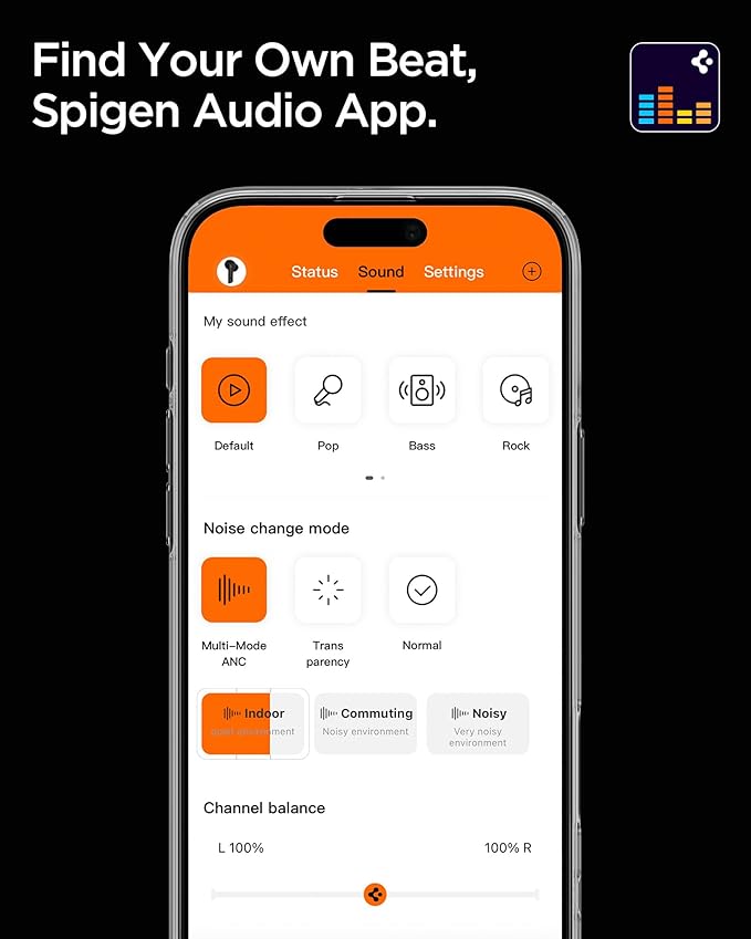 Spigen True Wireless Earbuds, Active Noise Cancellation Bluetooth Headphones with 30H Playtime, EQ Customizing App, 6 Mics, Gaming Mode, LCP Graphene Driver - White