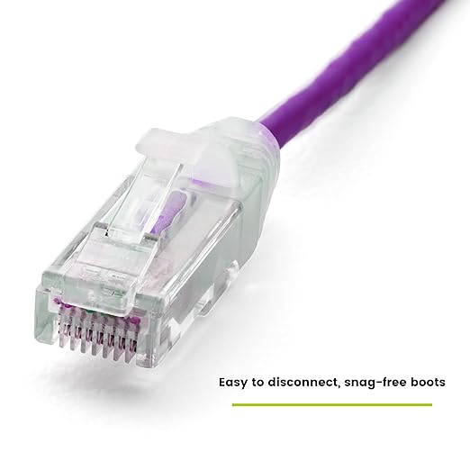 TRUECABLE Cat6 Component Rated Patch Cable, Unshielded (U/UTP), 5ft, Purple, 28AWG Solid Copper, Snagless 10G High-Speed Ethernet Cable, PoE++ 4PPoE 100W, UL Listed, RoHS-3, 5 Pack