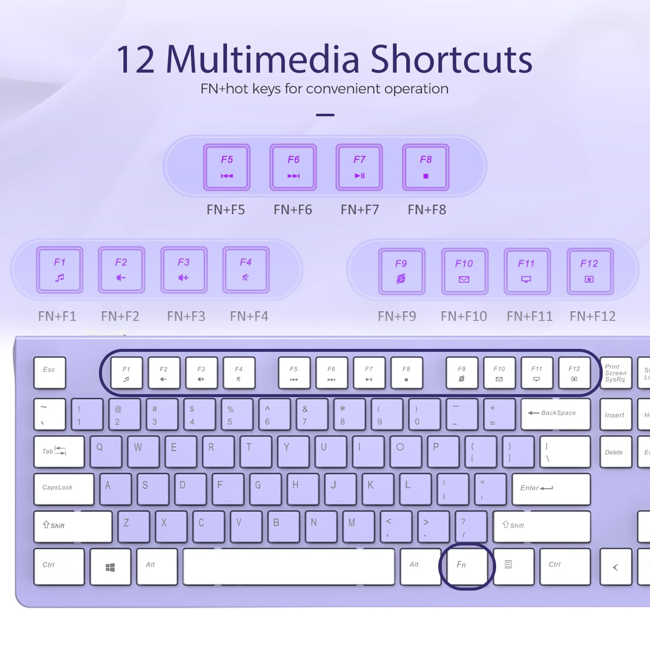 COLIKES Wired Keyboard, Ultra-Thin USB Wired Computer Keyboard, Low-Profile Keys, Spill-Resistant, Multimedia Keys, Compatible with Windows, Mac, Chrome, Linux, and Android-Purple