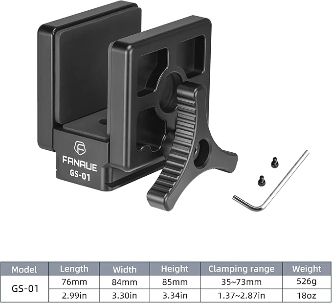 FANAUE GS-01Arca Swiss Rifle Saddle Mount, Hunting Tripod Clamp with Quick Release Plate, Shooting Tripod Rest, Enhanced Accuracy Ball Head & Adapter for Hunting and Shooting