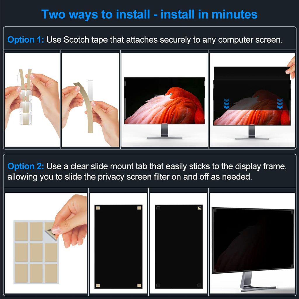 JEAPKA [2-Pack] 24 Inch Privacy Screen for Monitor Computer Screen Privacy Filter for 16:10 Widescreen Monitor Desktop PC Monitor Privacy Film Monitor Privacy Shield and Anti-Glare Protector