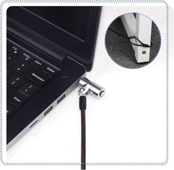 I3C Laptop Cable Lock Hardware Security Cable Lock Anti Theft 6.7FT Cable Lock Compatible with Laptop Anti-Theft Security Locking Cable Compatible for Wedge Type Slot(6 * 2.5mm)