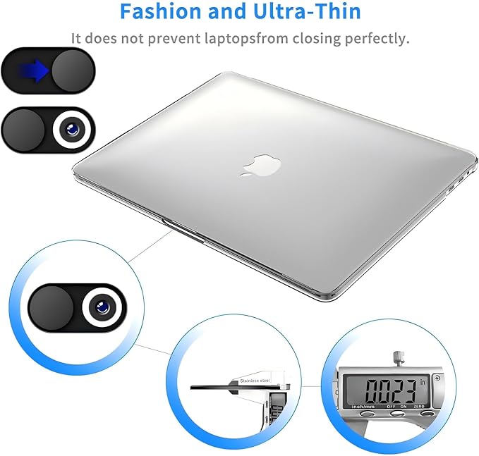 Metal Webcam Cover Slide[5 Pack Black], 0.022in Camera Cover for Laptop Computer, MacBook Pro/Air iMac iPad Tablet iPhone 16/15/14/13/12 Plus, Web Camera Blocker Protect Your Privacy
